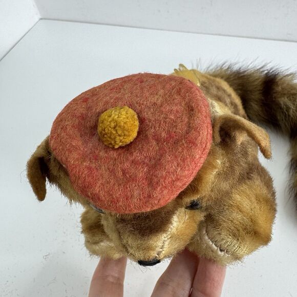 Vtg 1950s - 60s Stuffed Plush Mohair Raccoon Hand Sewn Ringed Tail Tanuki Japan - Picture 16 of 16